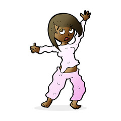 cartoon frightened woman