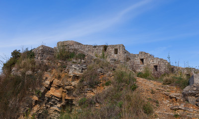 Fototapeta na wymiar Ruins of Mogren Fort (1860) near Budva, Montenegro