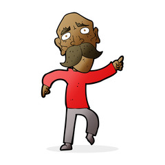 cartoon sad old man pointing