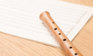 Wooden recorder and notes