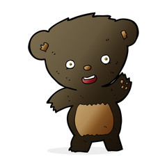 cartoon waving black bear