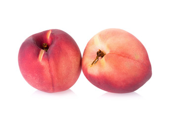 Ripe peach fruit isolated on white background