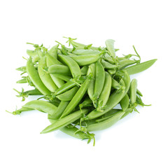 sweet fresh green peas isolated on white background