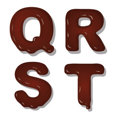 Vector latin capital alphabet letters of chocolate.  