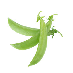 sweet fresh green peas isolated on white background