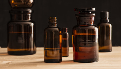 Old fashioned medicine glass bottles