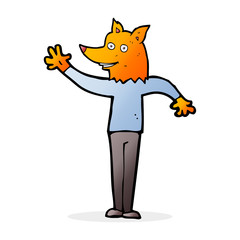 cartoon waving fox man