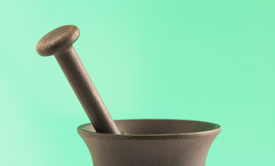 Mortar and pestle still life
