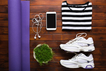 Yoga flat lay background