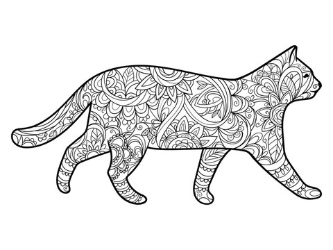 Cat coloring book for adults vector
