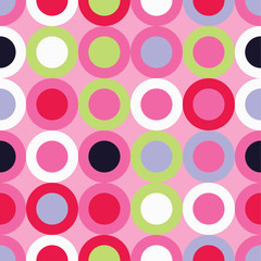 Seamless vector decorative background with circles, buttons and polka dots. Print. Cloth design, wallpaper.
