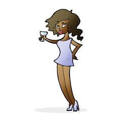 cartoon woman at party