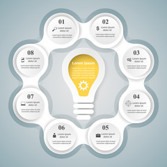 Business Infographics origami style Vector illustration. Bulb icon. Light icon.