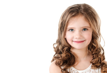 Portrait of adorable smiling little girl isolated