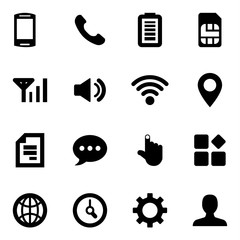 Mobile vector set of icons. Icons for mobile phone interface.