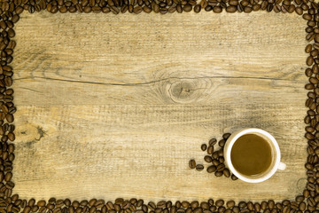 coffee card on a wooden background