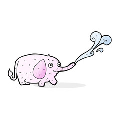cartoon funny little elephant squirting water