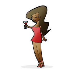 cartoon woman at party
