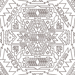 Seamless aztec pattern. Line vector