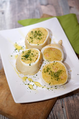 Seppia ripiena di cous cous e sedano rapa