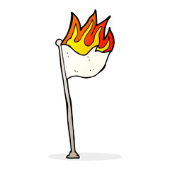 cartoon burning flag on pole