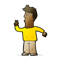 cartoon man giving peace sign