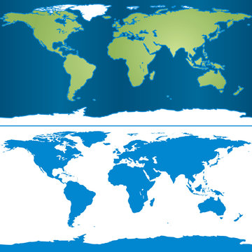 Illustration of Earth map in cylindrical Mercator projection