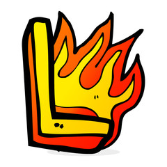 cartoon flaming letter