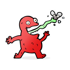 cartoon frog catching fly