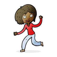 cartoon happy waving girl