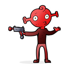 Fototapeta premium cartoon alien with ray gun