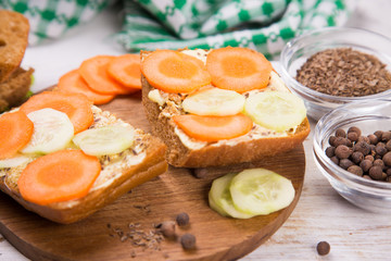 vegetarian sandwich in studio