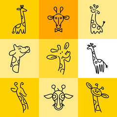 Flat simple giraffe icons 