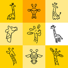 Obraz premium Flat simple giraffe icons 