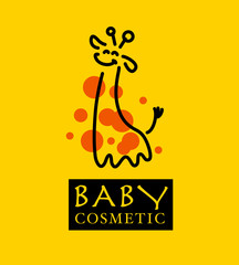 Baby cosmetic logo with cute giraffe character design