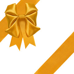 image of a yellow bow on a white background closeup