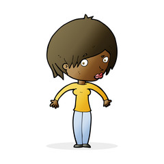 cartoon woman shrugging