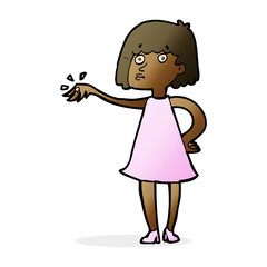 cartoon woman showing off engagement ring