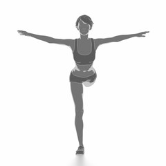 Fototapeta premium Fitness woman stretching on white isolated - warm up concept