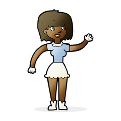 cartoon girl waving