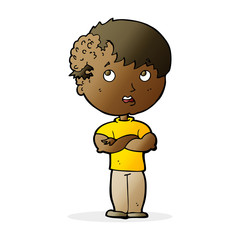 cartoon boy with growth on head
