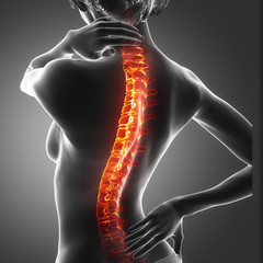 Spine injury pain in sacral and cervical region concept