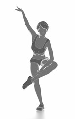 Fitness woman stretching on white isolated - warm up concept