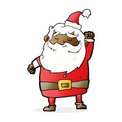 cartoon santa claus punching air
