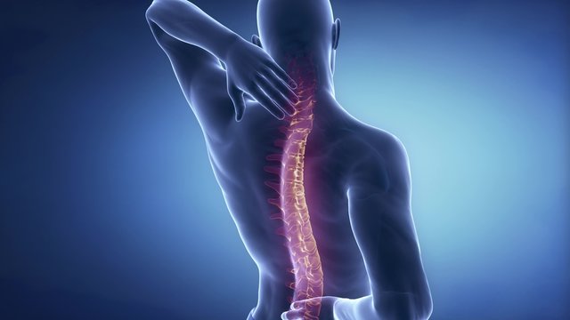 Man spine hurt - backbone injury pain concept