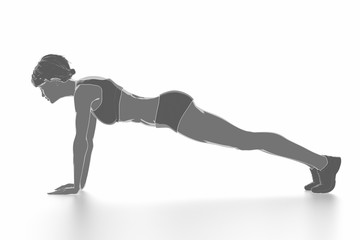 Fitness woman stretching on white isolated - warm up concept