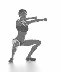 Fototapeta na wymiar Fitness woman stretching on white isolated - warm up concept