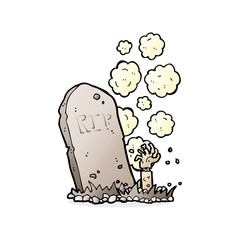 cartoon zombie rising from grave