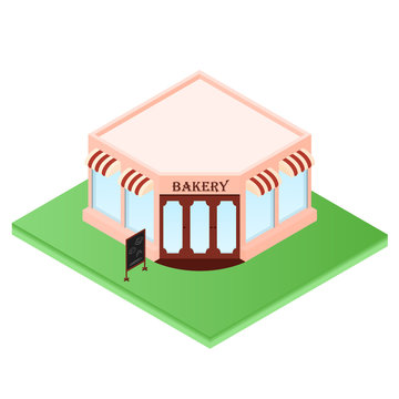 Isometric Bakery. Little shop of pastries. Your own small busine