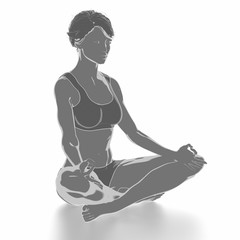 Fitness woman stretching on white isolated - yoga concept